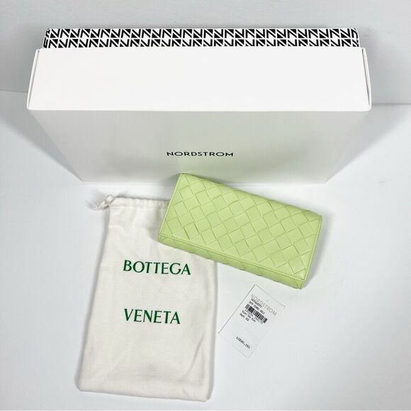 Bottega Veneta NWT Large Intrecciato Flap Wallet 3579 Fennel-Gold Retail $1,000 - Picture 9 of 12